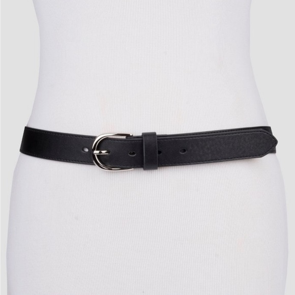 Women's Fashion Skinny Leather Jean
Belt with Polished Buckle -A New Day Black L - Picture 2 of 2
